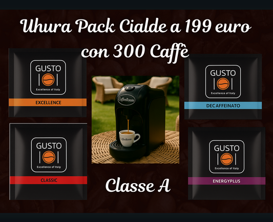 UHURA PACK: Macchina a Cialde + 300 Caffè in Classe A