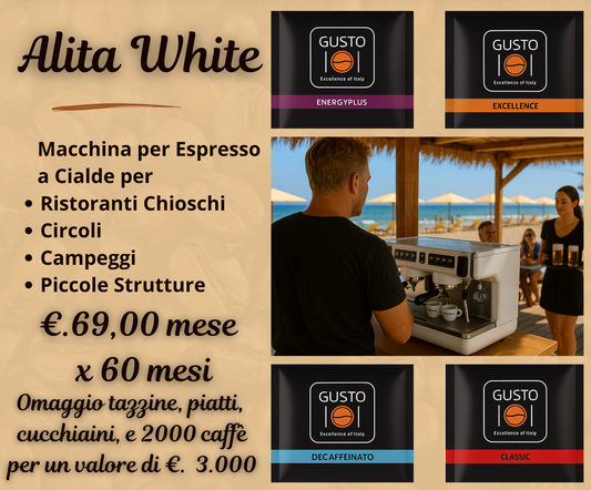 ALITA WHITE Macchina a Cialde + 2000 Caffè in Classe A
