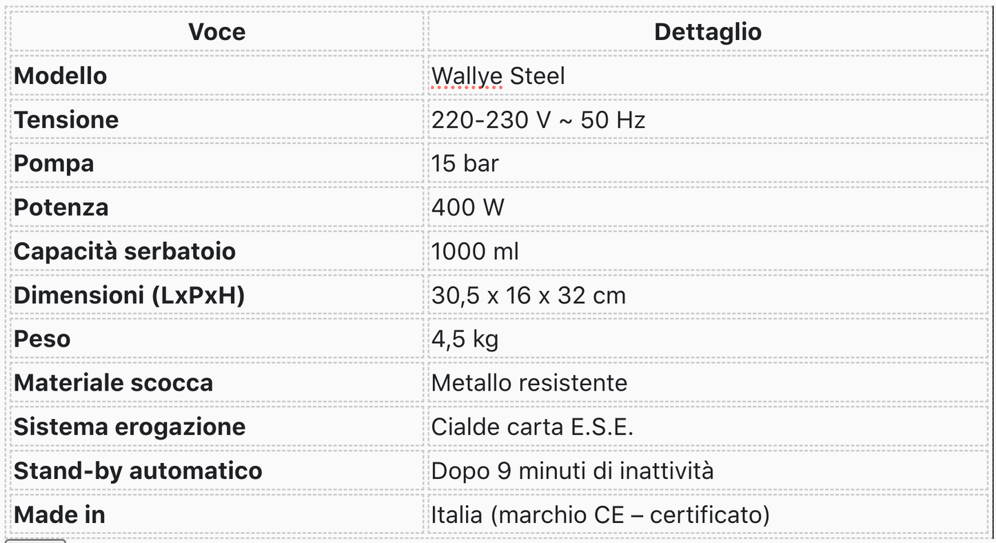 WALLYE PACK: Macchinetta + 300 Caffè Classe A