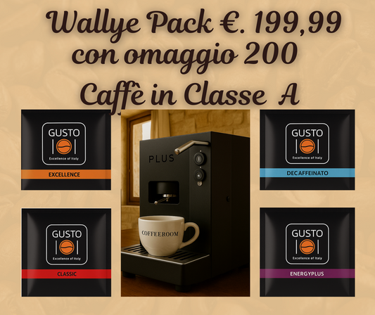 WALLYE PACK: Macchinetta a Cialde + 200 Caffè Classe A